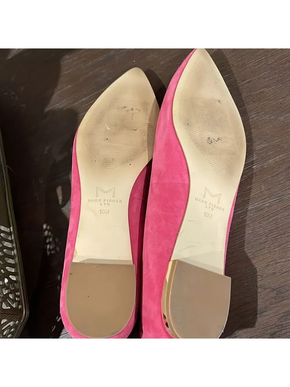 Marc Fisher Pink Suede Pointed-Toe Flats
